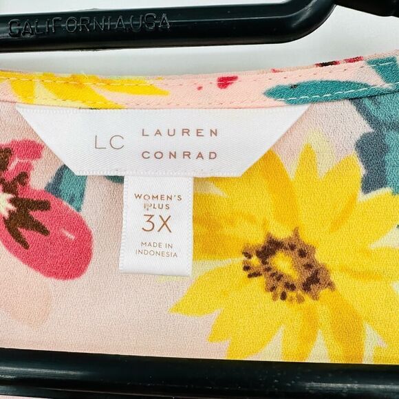 LC Lauren Conrad Ruffle-Neck Flutter-Sleeve Wrap Dress Plus Size 3XL Pink NWT - Picture 8 of 13